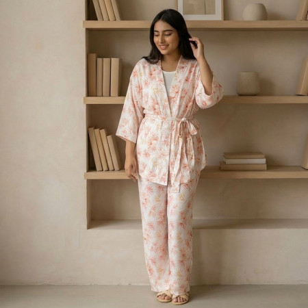 Pyjama 3 pieces en crepe