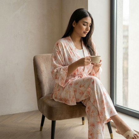 Pyjama 3 pieces en crepe