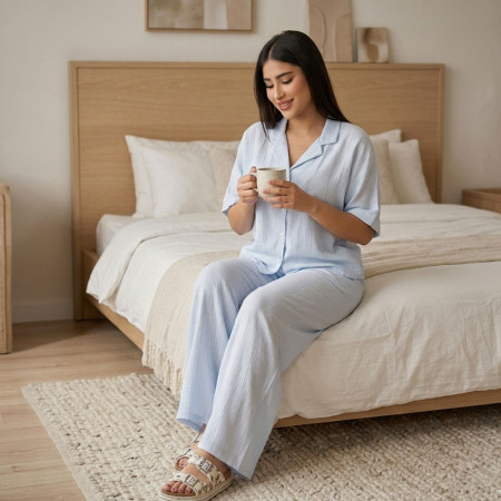 Pyjama 3 pieces en crepe