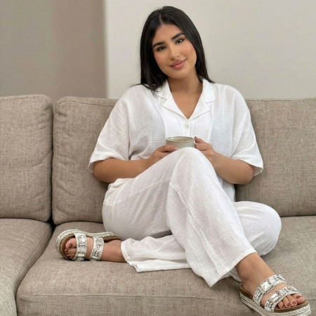 Pyjama 3 pieces en crepe