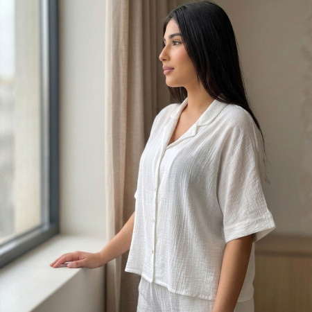 Pyjama 3 pieces en crepe