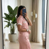 Pyjama satiné à pois avec dentelle