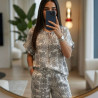 Pyjama Pantalon en Crêpe Imprimé