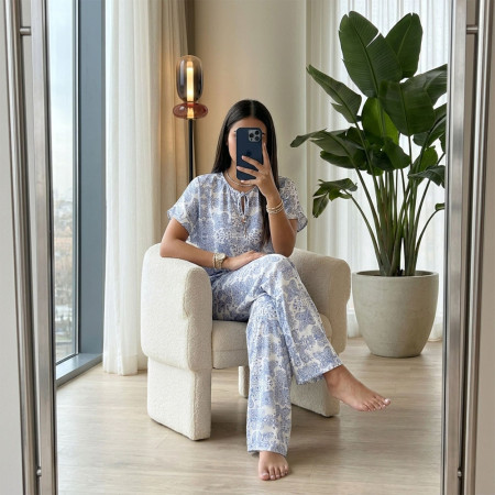 Pyjama Pantalon en Crêpe Imprimé