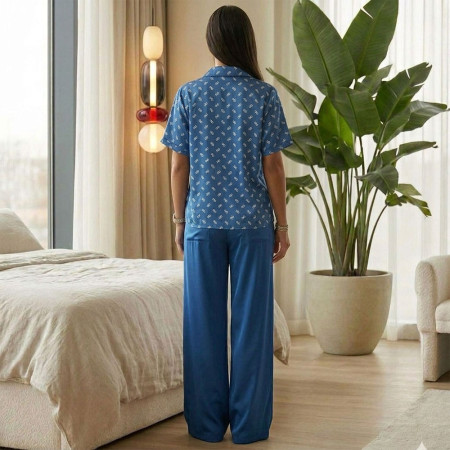Pyjama Satin 2 Pièces à Manches Courtes