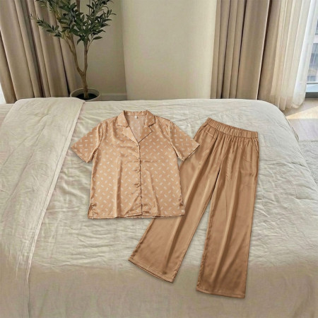 Pyjama Satin 2 Pièces à Manches Courtes