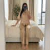 Pyjama Satin 2 Pièces à Manches Courtes
