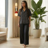 Pyjama Satin 2 Pièces à Manches Courtes