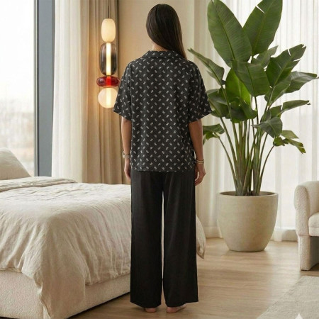 Pyjama Satin 2 Pièces à Manches Courtes