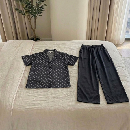Pyjama Satin 2 Pièces à Manches Courtes