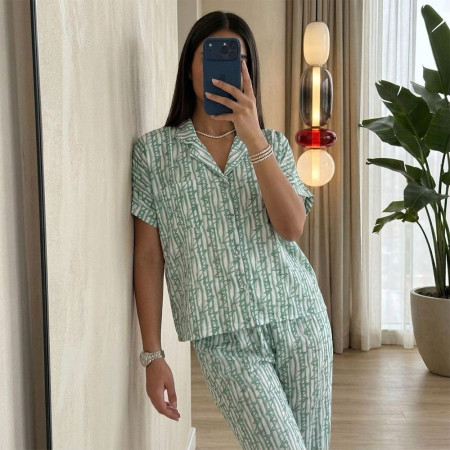 Pyjama pantalon en fibranne imprimée