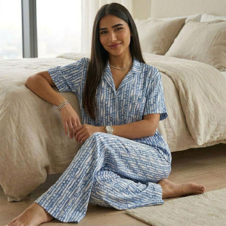 Pyjama pantalon en fibranne imprimée