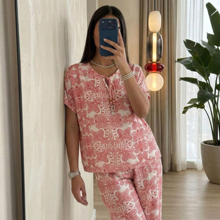Pyjama Pantalon en Crêpe Imprimé