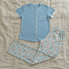 Pyjama Coton Boutonné à Dentelle