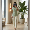 Pyjama pantalon en coton à col chemise