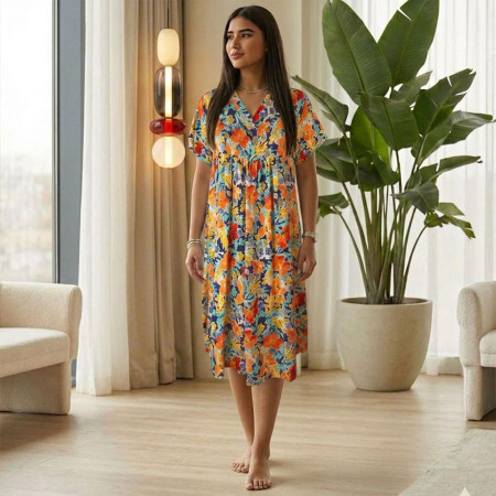 Pyjama robe Fleurie en Crêpe