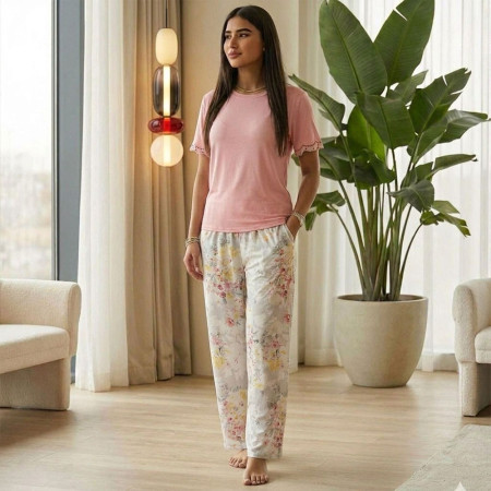 Pyjama Coton 2 Pièces Fleuri