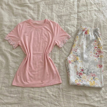 Pyjama Coton 2 Pièces Fleuri