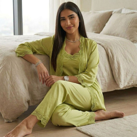 Pyjama 3 pieces en satin