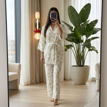Pyjama 3 pieces en crepe