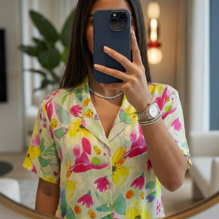 Pyjama Short Fleuri en Crêpe