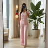 Pyjama coton à boutons et dentelle