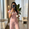 Pyjama coton à boutons et dentelle