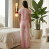 Pyjama coton à boutons et dentelle
