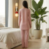 Pyjama pantalon en coton avec dentelle
