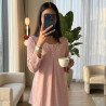 Pyjama pantalon en coton avec dentelle