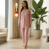 Pyjama pantalon en coton avec dentelle