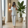 Pyjama pantalon en coton avec dentelle