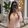 Pyjama pantalon en coton à manches volantées