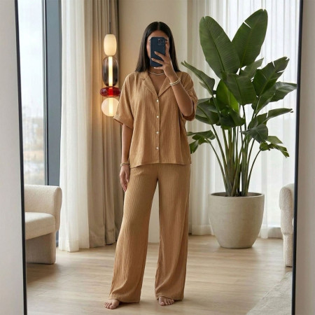 Pyjama 3 Pièces en Crêpe Fluide
