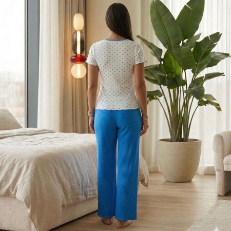 Pyjama 3 pièces en coton à micro pois
