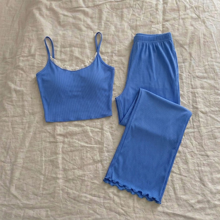 Pyjama 3 pièces en coton à micro pois