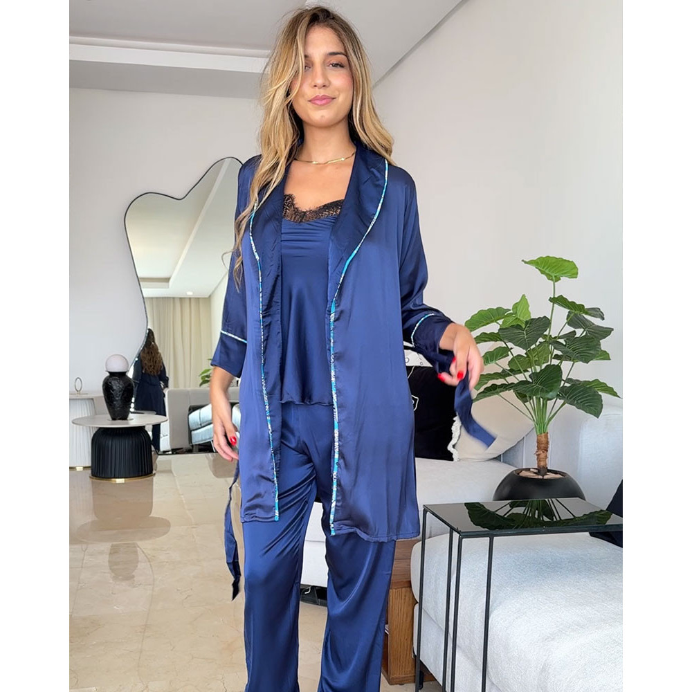 Pyjama 3 pieces en satin