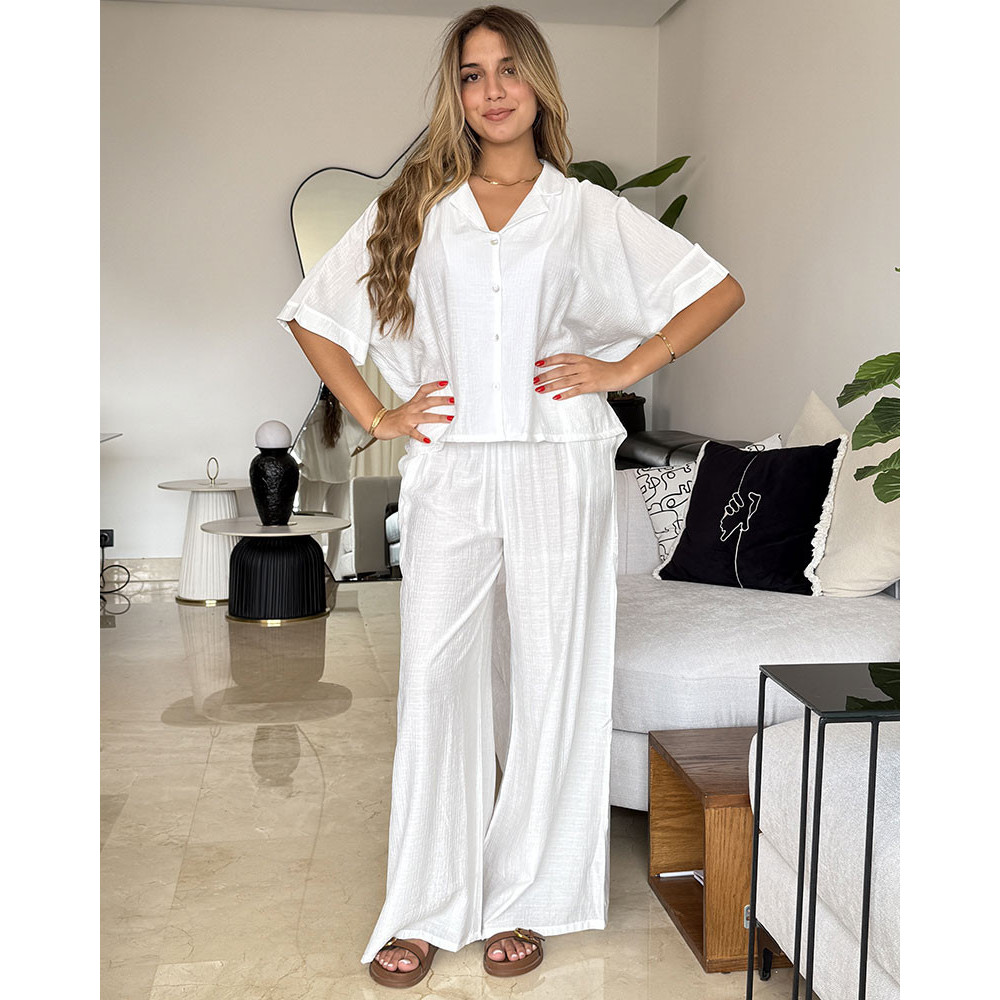 Pyjama 3 pieces en crepe