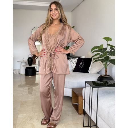 Pyjama 3 pieces en satin