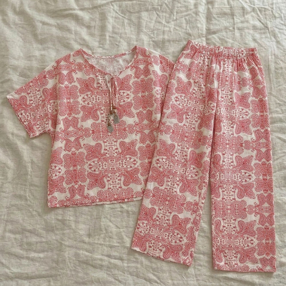 Pyjama Pantalon en Crêpe Imprimé