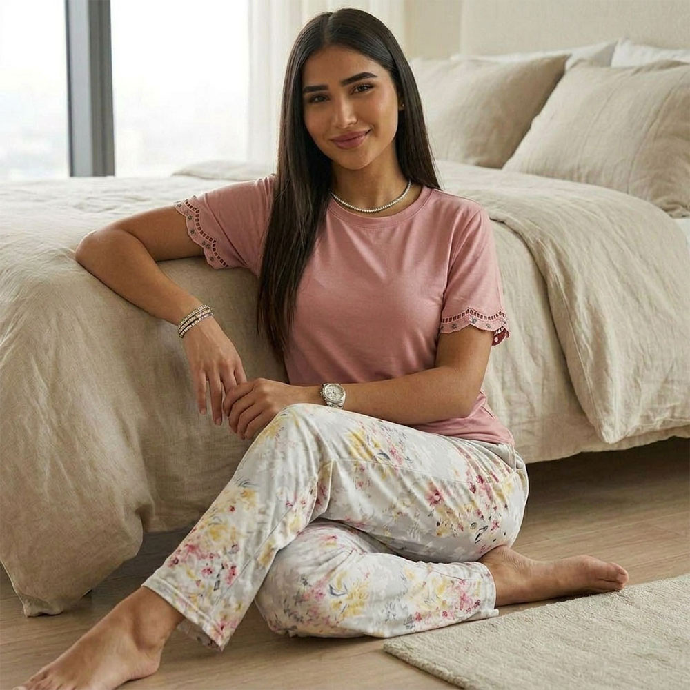 Pyjama Coton 2 Pièces Fleuri